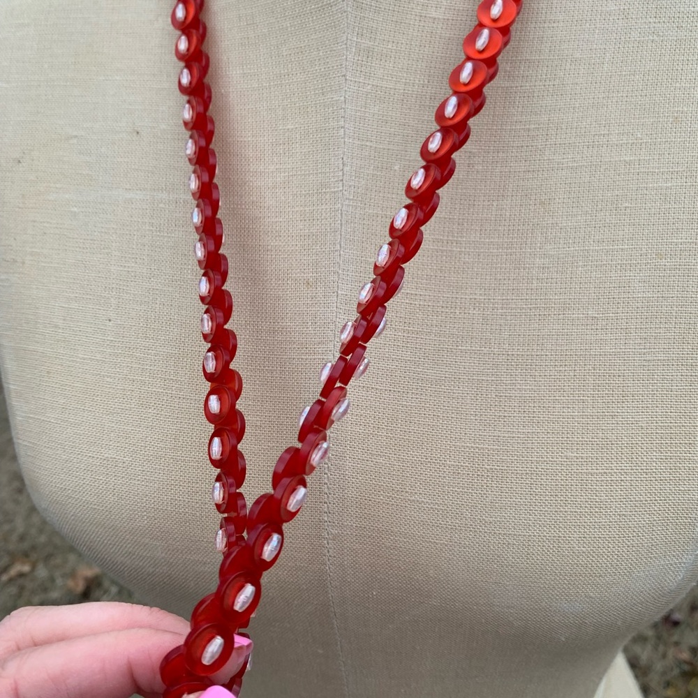 Vintage Button & Faux Pearl Beaded Necklace Strand - Picture 3 of 7